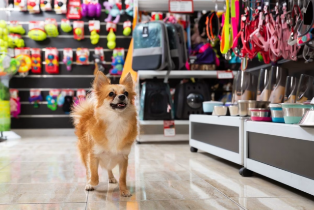 dog in store